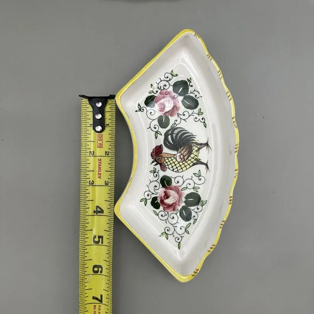 Early Provincial Rooster Lazy Susan Replacement Dishes Hand Painted Japan Set 2